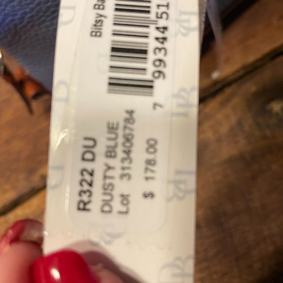 NWT Dooney & Bourke leather brown/dusty blue  "Bitsy Bag" small shoulder purse - Picture 5 of 5